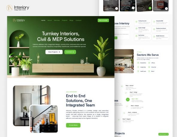 Interiory – End to end design & execution for commercial, industrial & residential spaces.