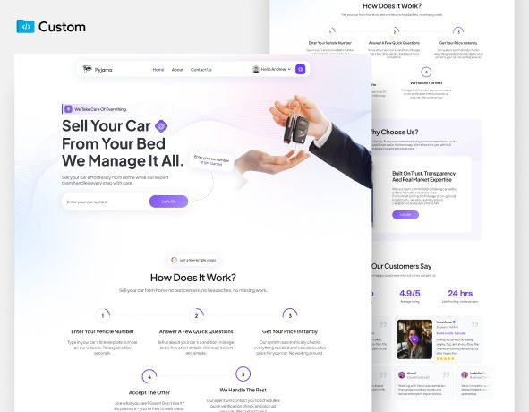 Pyjama – Sell your car from home. Enter vehicle number, get instant price.